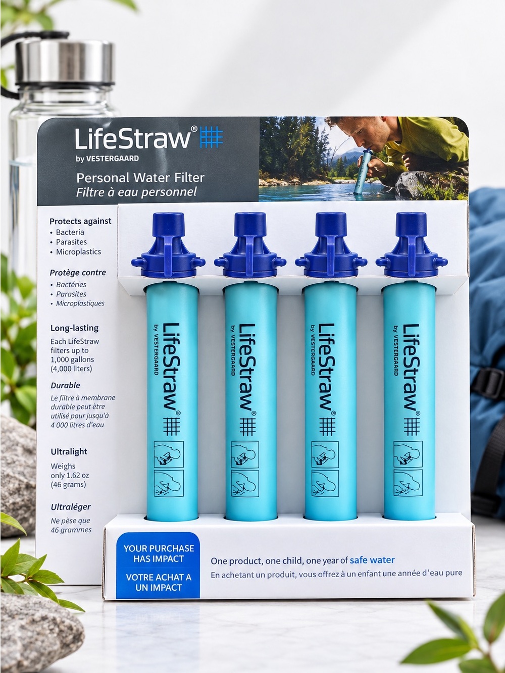 Personal Water Filter Pack - Blue (4-Pack)